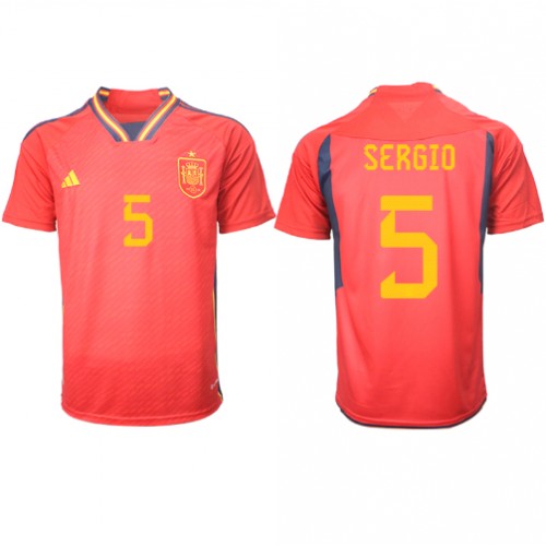 Fotballdrakt Herre Spania Sergio Busquets #5 Hjemmedrakt VM 2022 Kortermet